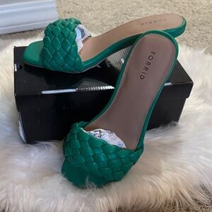 Torrid Teal Woven Mules